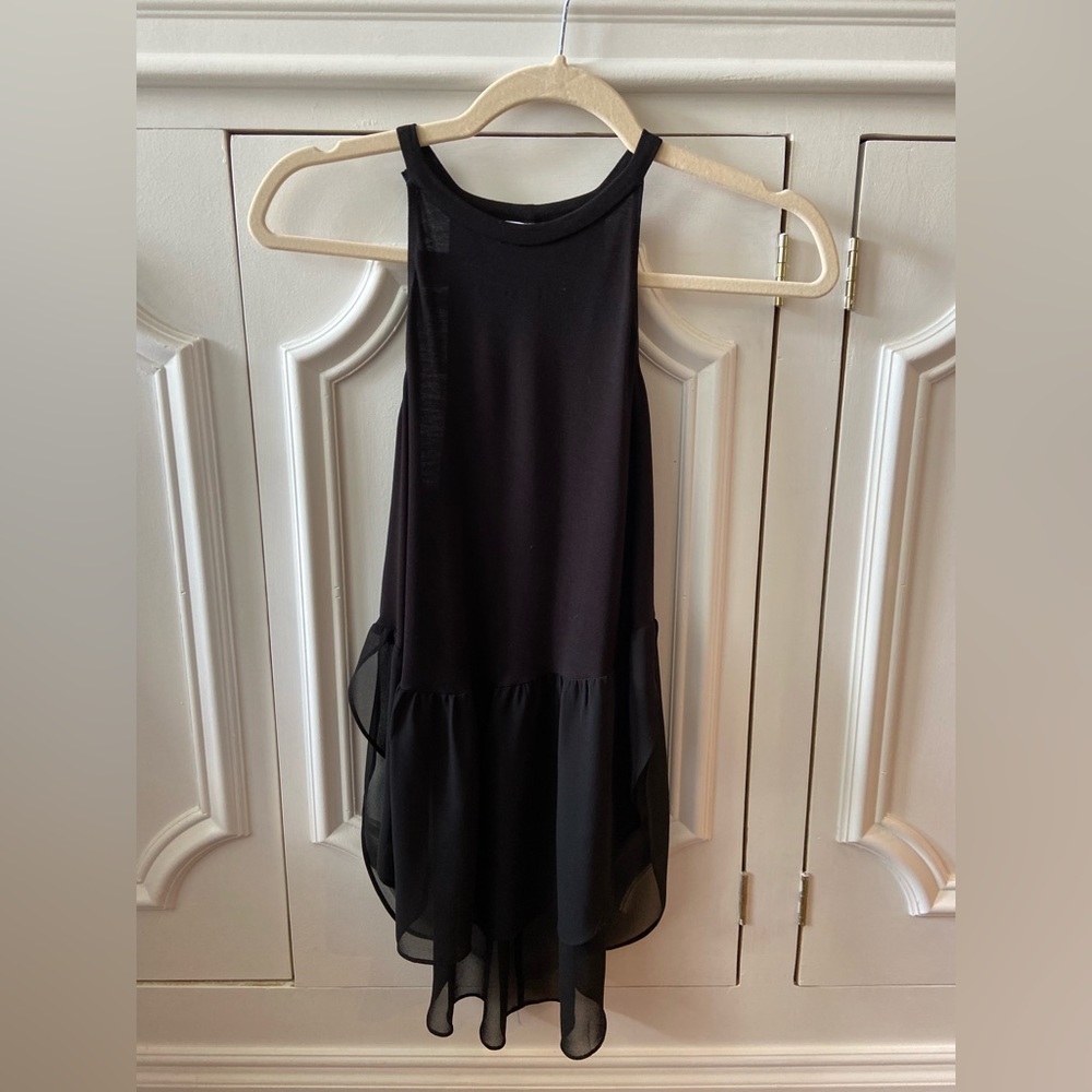 Bcbgeneration Black Tank With Split Side Tulle Bo… - image 1